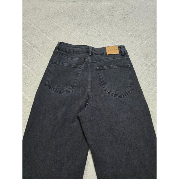 Motel Denim Black Split Bootleg High-Waist Jeans Women's L - Picture 11 of 12